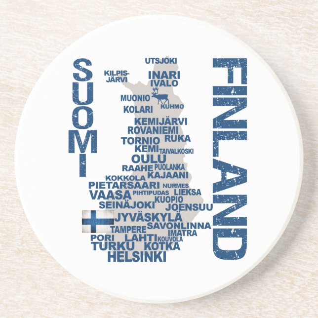 En Grès Dessous de verre de CARTE de la FINLANDE (Devant)