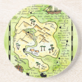 En Grès Dessous de verre de carte de trésor de l'île des