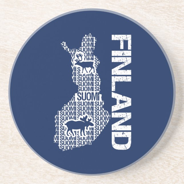 En Grès Dessous de verre de carte FINLANDE personnalisable (Devant)