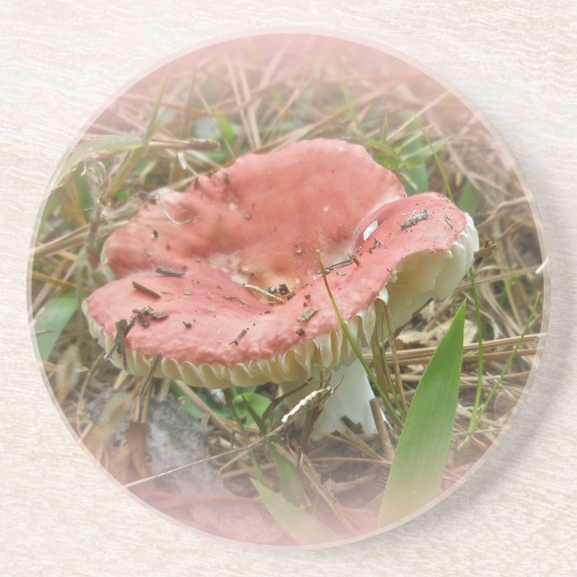 En Grès Dessous de verre de champignons roses (Devant)