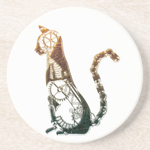 En Grès Dessous de verre de chat de Steampunk