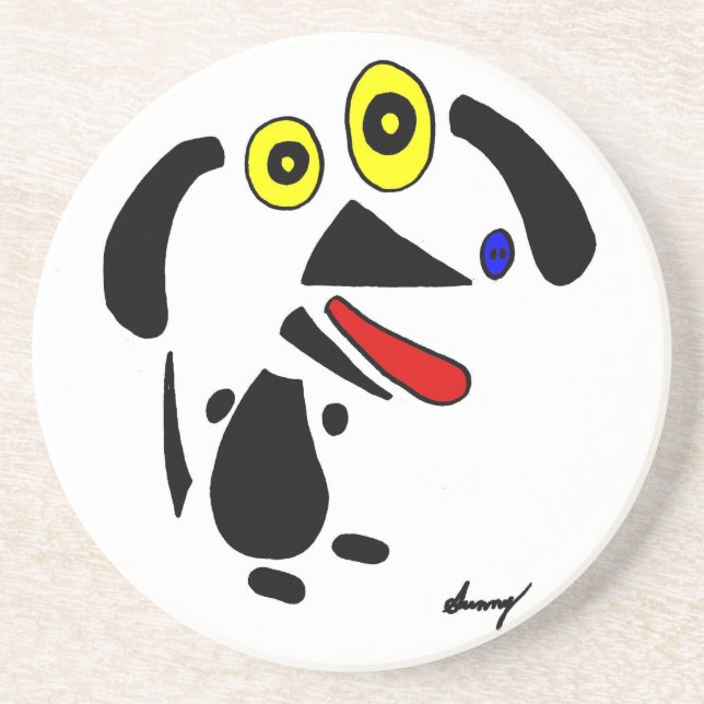En Grès Dessous de verre de chien Abstrait (Devant)