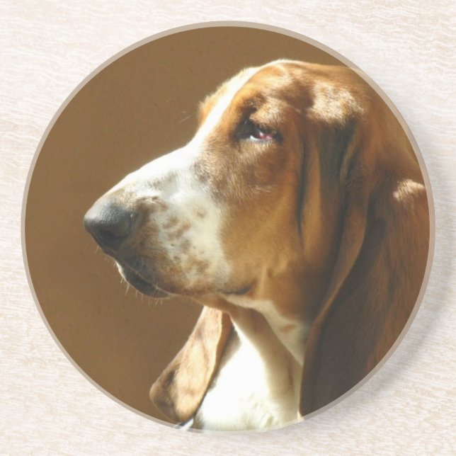 En Grès Dessous de verre de chien de Basset Hound (Devant)