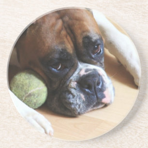 En Grès Dessous de verre de chien de boxeur