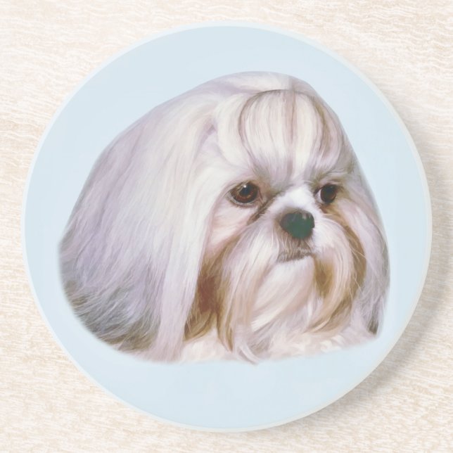 En Grès Dessous de verre de chien de Shih Tzu (Devant)