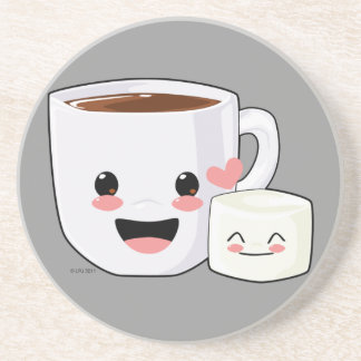 En Grès Dessous de verre de chocolat chaud et de guimauve