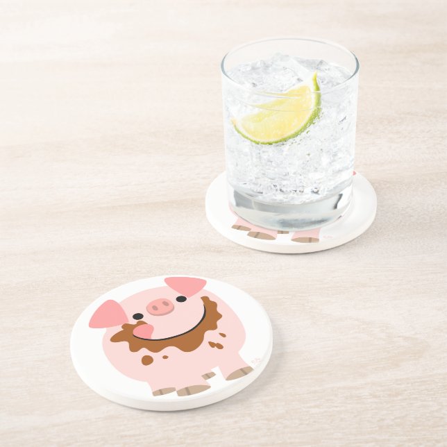 En Grès Dessous de verre de cochon cartonné au chocolat (Côté)
