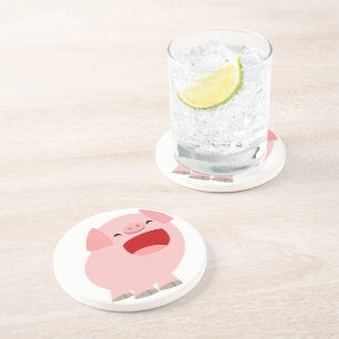 En Grès Dessous de verre de cochon chantant un joli dessin