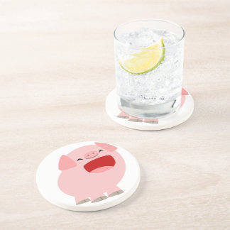 En Grès Dessous de verre de cochon chantant un joli dessin