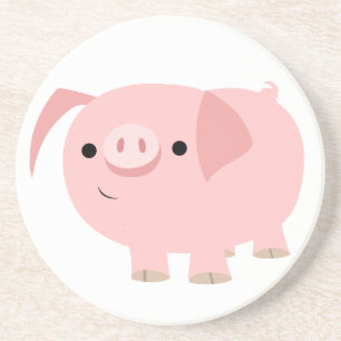 En Grès Dessous de verre de cochon de carton mignon