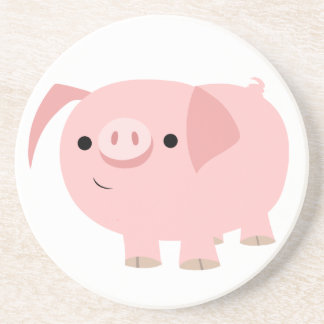 En Grès Dessous de verre de cochon de carton mignon