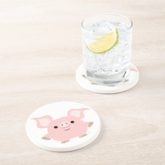 En Grès Dessous de verre de cochon de dessin très court
