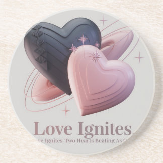 En Grès Dessous de verre de Coeurs rose et noir