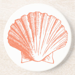 En Grès Dessous de verre de corail de coquillage