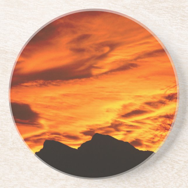En Grès Dessous de verre de coucher de soleil (Devant)