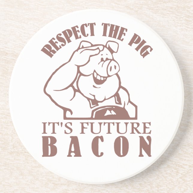 En Grès DESSOUS DE VERRE de couleur personnalisé PIG TO BA (Devant)