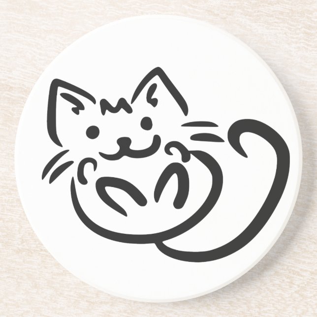 En Grès Dessous de verre de couleurs personnalisé Cat Illu (Devant)