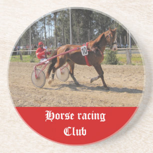 En Grès Dessous de verre de course de chevaux