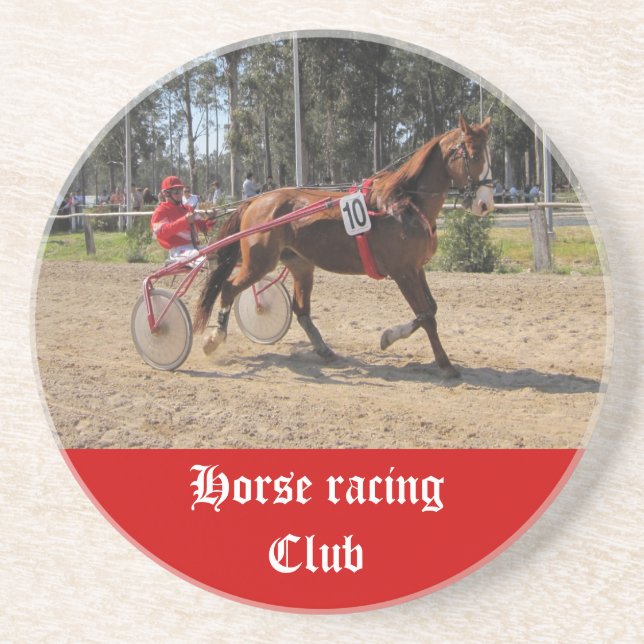 En Grès Dessous de verre de course de chevaux (Devant)