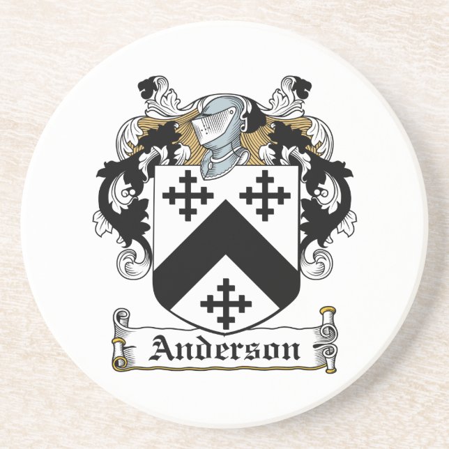 En Grès Dessous de verre de crête de famille d'Anderson (Devant)