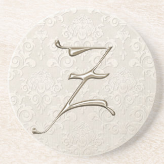 En Grès Dessous de verre de damassé de monogramme - lettre