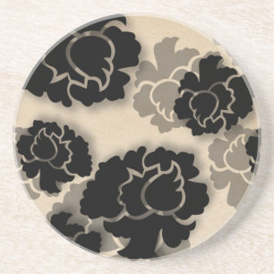En Grès Dessous de verre de décadence florale grungy, ivoi