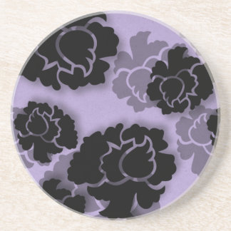 En Grès Dessous de verre de décadence florale grungy, Lila