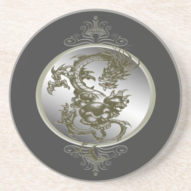 En Grès Dessous de verre de dragon d'acier (Devant)