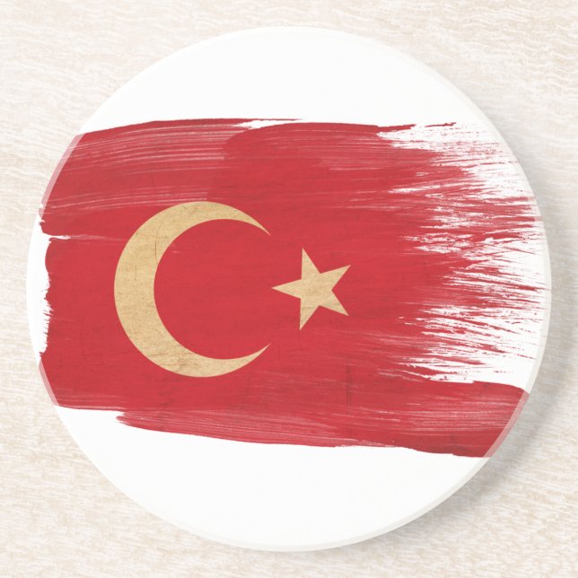 En Grès Dessous de verre de drapeau de la Turquie (Devant)