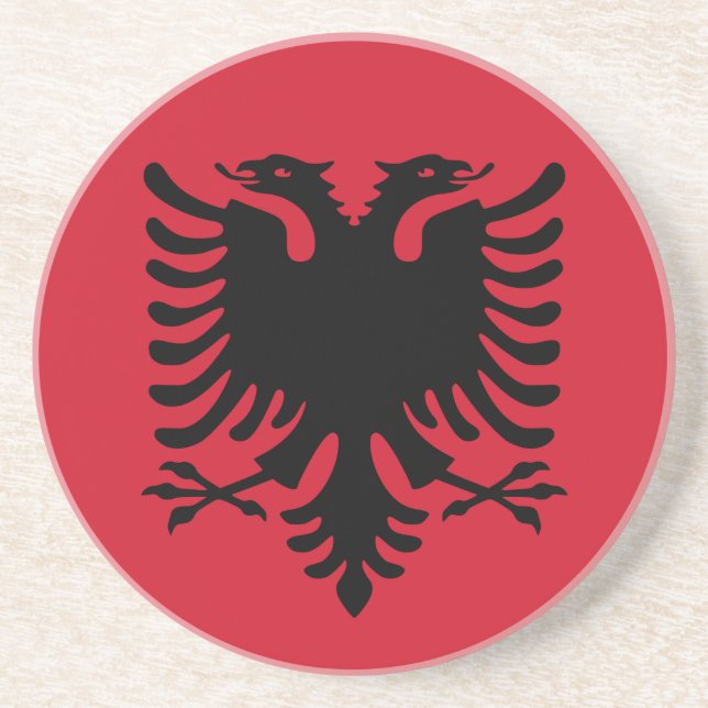 En Grès Dessous de verre de drapeau de l'Albanie (Devant)