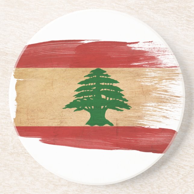 En Grès Dessous de verre de drapeau du Liban (Devant)