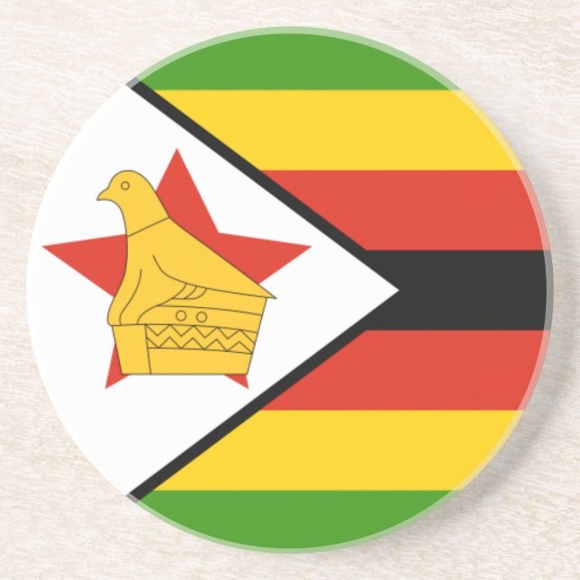 En Grès Dessous de verre de drapeau du Zimbabwe (Devant)