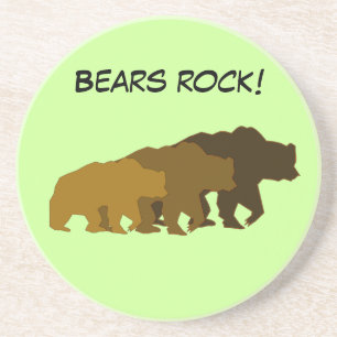 En Grès Dessous de verre de famille d'ours gris