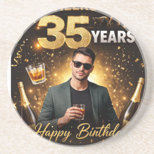 En Grès Dessous de verre de fête d'anniversaire élégant
