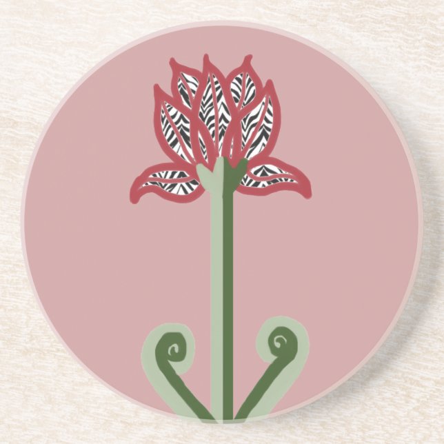 En Grès Dessous de verre de fleur d'art déco (Devant)