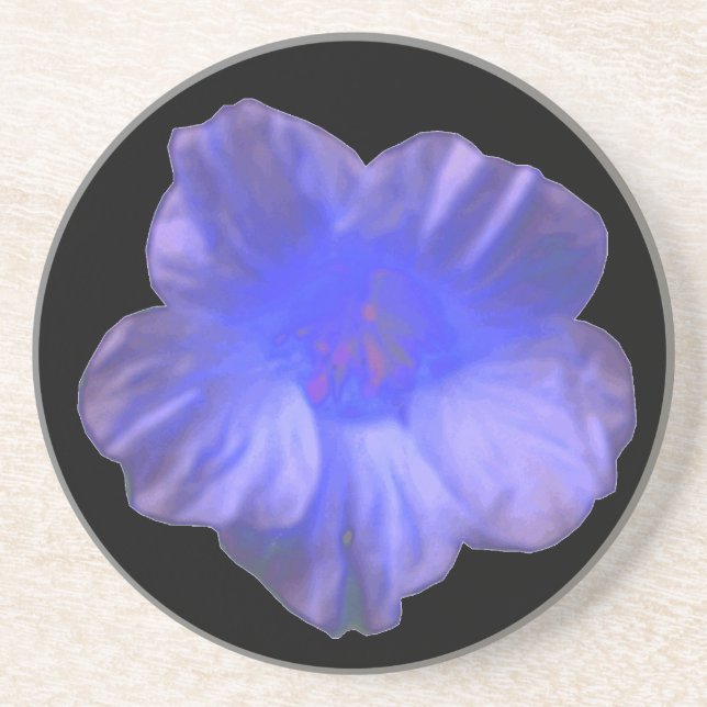 En Grès Dessous de verre de fleurs bleu Nasturtium (Devant)