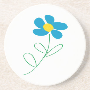 En Grès Dessous de verre de fleurs pétales bleues