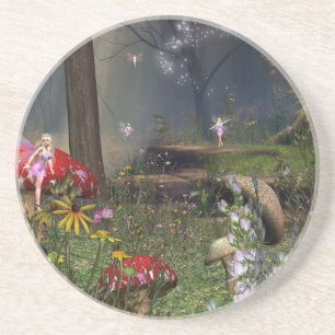 En Grès dessous de verre de forêt de féerie