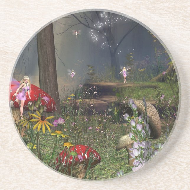 En Grès dessous de verre de forêt de féerie (Devant)