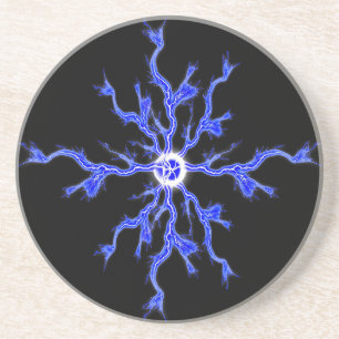 En Grès Dessous de verre de foudre Blue Sparks