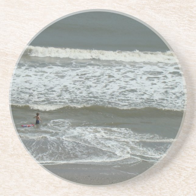 En Grès Dessous de verre de garçon et de mer (Devant)
