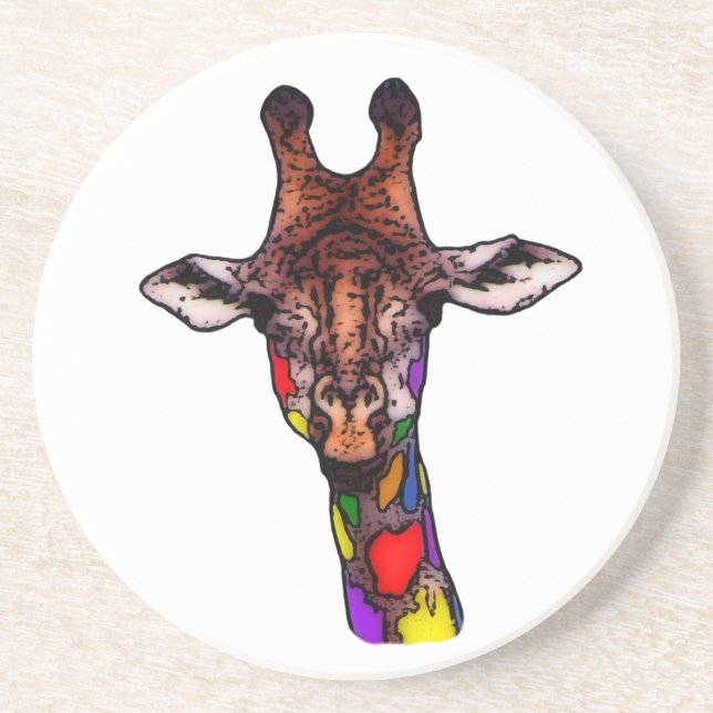 En Grès Dessous de verre de girafe d'arc-en-ciel (Devant)