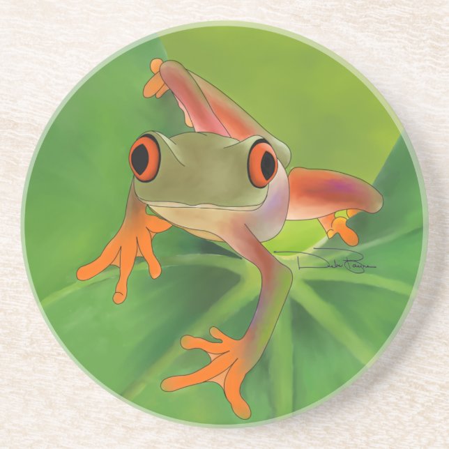 En Grès Dessous de verre de grenouille folle avec Arrière  (Devant)