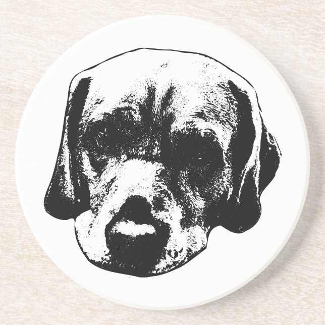 En Grès Dessous de verre de gros plan monochrome Labrador (Devant)
