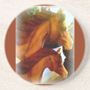 En Grès dessous de verre de jument et de poney