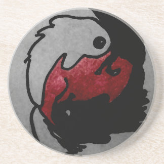En Grès Dessous de verre de Koi Ying-Yang de Japonais