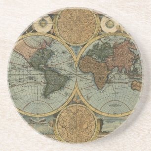 En Grès Dessous de verre de la carte du Vieux-Monde