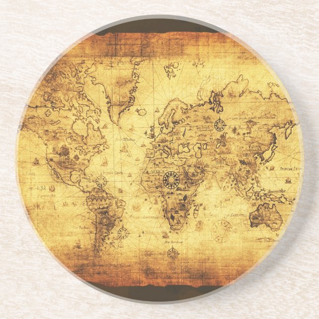 En Grès Dessous de verre de la carte du Vieux-Monde (Devant)