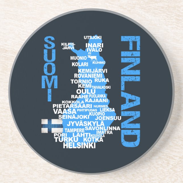 En Grès DESSOUS DE VERRE de la carte FINLANDE (Devant)