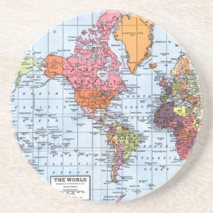 En Grès Dessous de verre de la carte mondiale